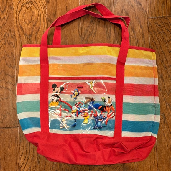 Disney Handbags - Disney Multicolor Striped Beach bag with Characters